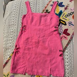 TACH Pink Cut-Out Linen Dress size medium